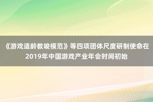 《游戏适龄教唆模范》等四项团体尺度研制使命在2019年中国游戏产业年会时间初始